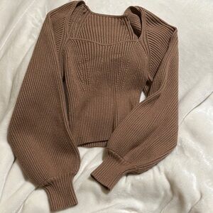 Brown Ribbed Women's Sweater